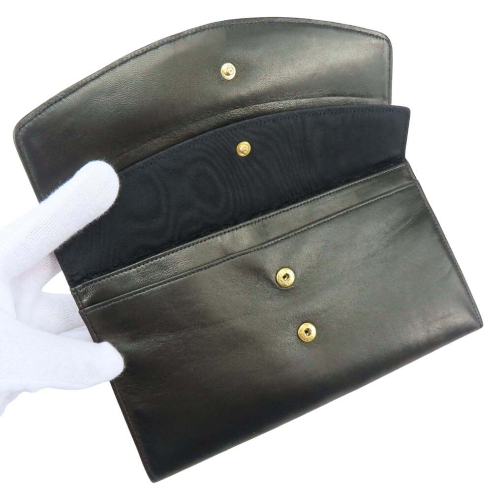 CHANEL Black Lambskin Leather Logo Wallet - Picture 15 of 16